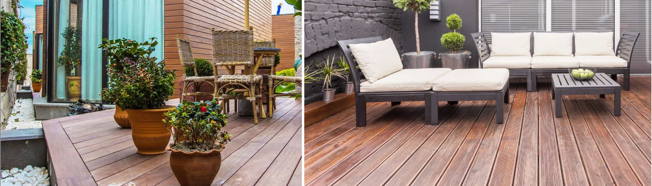 Tarima exterior en madera natural y composite